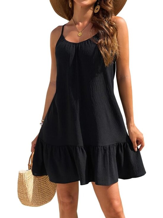 Other - Women's Black Beach Spaghetti Straps Imported Pull On Swimsuit Cover Ups